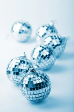 Silver christmas balls Stock Photos