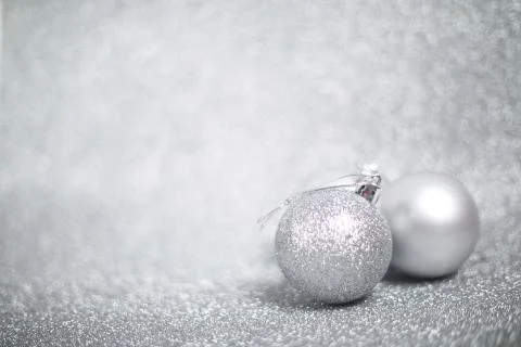 Silver christmas balls 스톡 사진