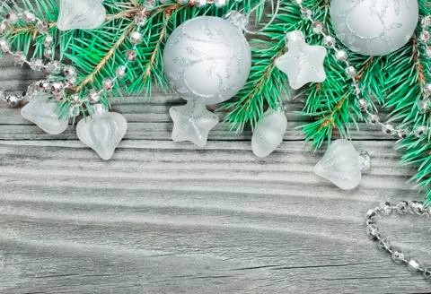 Silver Christmas composition Stock-Fotos