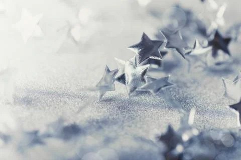 Silver Christmas composition with tiny stars Foto stock