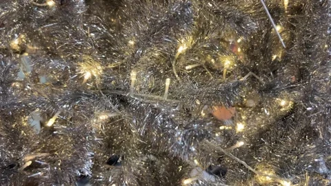 Silver christmas tree with shining lights Stock Footage 282595304