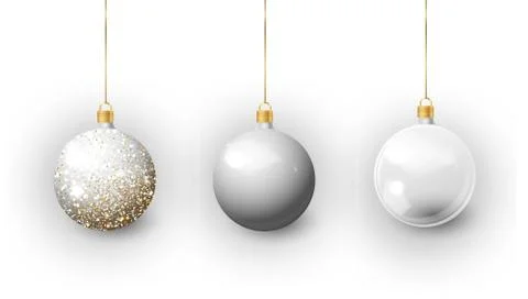 Silver Christmas tree toy set isolated on a transparent background. Stocking Stock Illustration