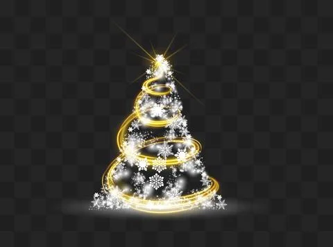 Silver Christmas tree on transparent background. Stock Illustration