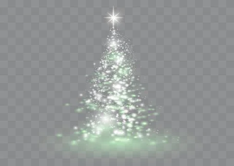Silver Christmas tree on transparent background.Vector Illustration. Stock Illustration