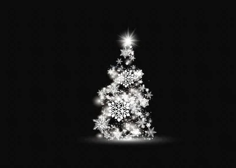 Silver Christmas tree on transparent background.Vector illustration Stock Illustration