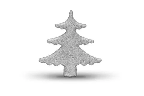 Silver Christmas tree on a white background. Stock Photos