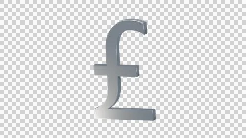 Silver chrome British Pound sterling currency symbol with polished metallic Stock Illustration
