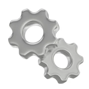 Silver Chrome Gears 3D Icon 스톡 일러스트