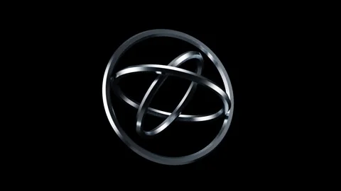 Silver Chrome Gyroscope Rotating on Black - Future Tech Loop Stock Footage 340268583