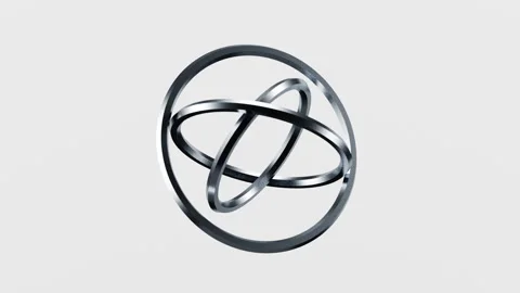 Silver Chrome Gyroscope Spinning on White - Future Technology Loop Stock Footage 340269136