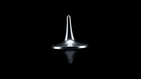 Silver Chrome Spinning Top Isolated on Black - Precision Loop Stock Footage 340259052