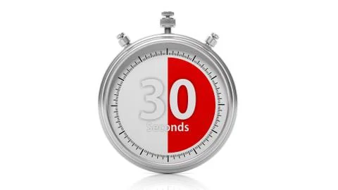 Silver chronometer set on 30 seconds, isolated on white Stock Illustration
