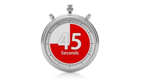 Silver chronometer set on 45 seconds, isolated on white Illustrazione stock