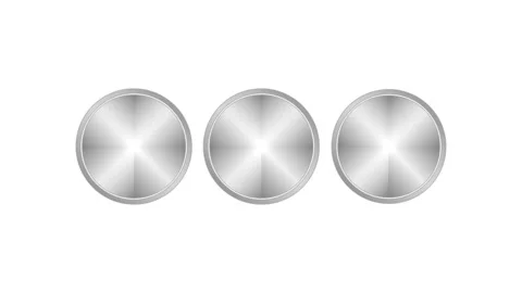 Silver circle button animation with glossy radial gradient and 3 set variations. Stock Footage 347883660