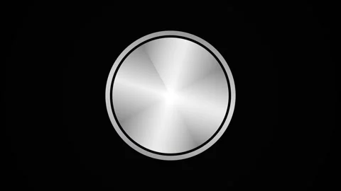 Silver circle button rotating seamless loop animation with glossy gradient. Stock Footage 347883508