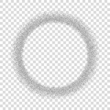 Silver circle glitter frame. Confetti dots round, white transparent backgroun Stock Illustration