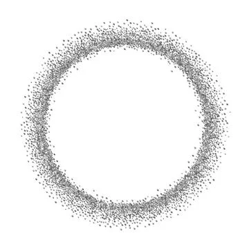 Silver circle isolated white background. Round gray frame, confetti, sparkles Stock Illustration