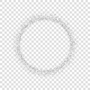 Silver circle isolated white transparent background. Round frame, confetti, s Stock Illustration