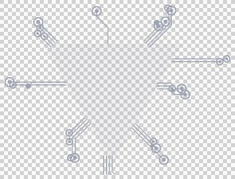 Silver circuit board triangle shape isolated PNG with transparent background Stock Photos