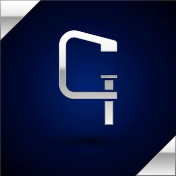 Silver Clamp and screw tool icon isolated on dark blue background. Locksmith Stock Illustration