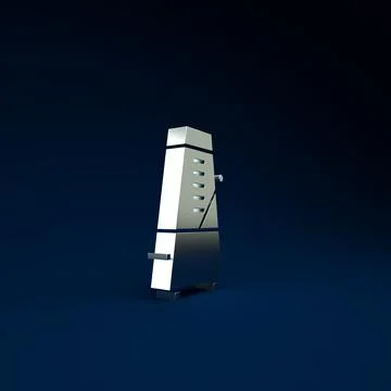 Silver Classic Metronome with pendulum in motion icon isolated on blue backgr Stock Illustration
