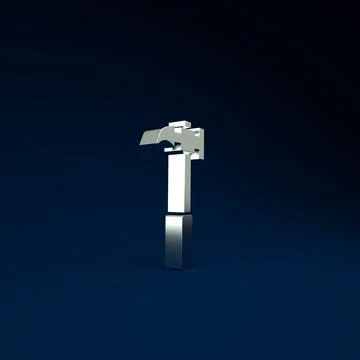 Silver Claw hammer icon isolated on blue background. Carpenter hammer. Tool f Illustrazione stock
