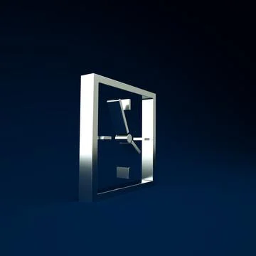 Silver Clock icon isolated on blue background. Time symbol. Minimalism concep Stock Illustration