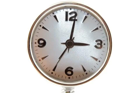 Silver clock isolated Stock Photos
