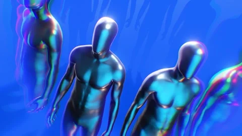 Silver Clone Mannequins Stock Footage 263743092