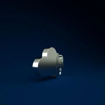 Silver Cloud computing lock icon isolated on blue background. Security, safet Stock Illustration