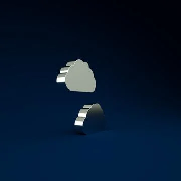 Silver Cloud icon isolated on blue background. Minimalism concept. 3d illustr イラスト素材