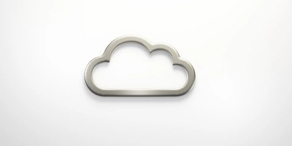 Silver Cloud Logo. on black background 3D Rendering Illustration Stock Illustration