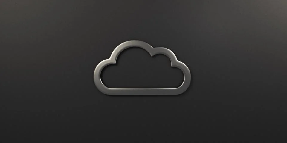 Silver Cloud Logo. on black background 3D Rendering Illustration Illustrazione stock