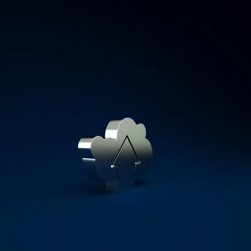 Silver Cloud upload icon isolated on blue background. Minimalism concept. 3d  イラスト素材
