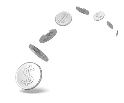 Silver coin with a dollar sign. Stock Illustration