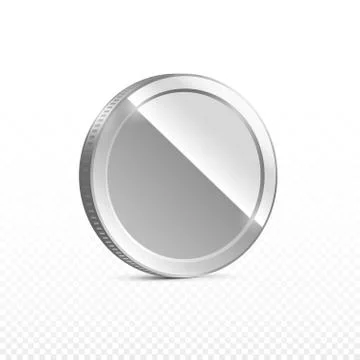 Silver coin isolated on transparent in different positions Stock Illustration