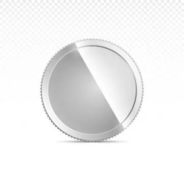 Silver coin isolated on transparent in different positions Stock Illustration