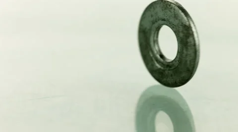 Silver coin spinning on white background Video stock 46667153