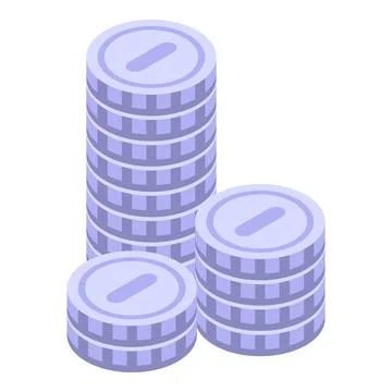 Silver coin stack icon isometric vector. Money currency Stock Illustration