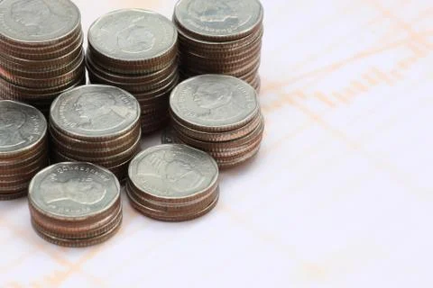 Silver coin stack. Stock Photos