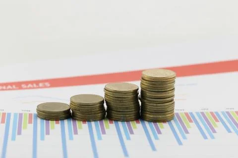 Silver coin stack. Stock Photos