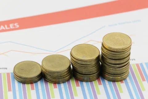 Silver coin stack. Stock Photos