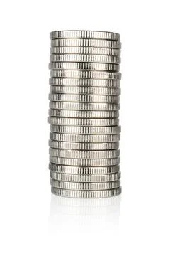 Silver coin stack Stock Photos