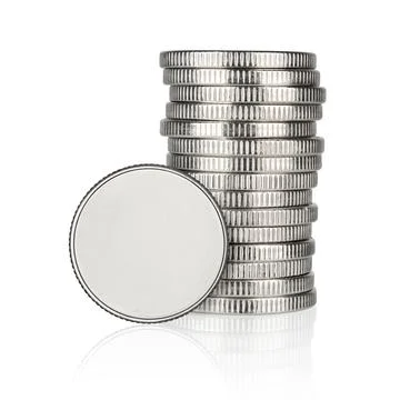 Silver coin stack Stock Photos
