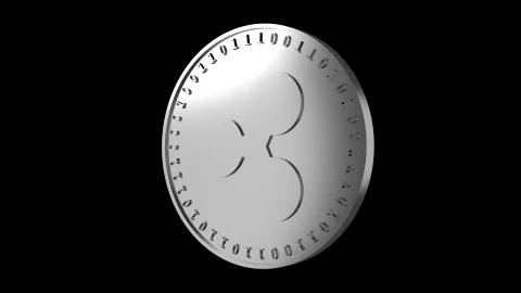 Silver coin with the symbol of digital crypto currency Ripple and binary code Illustrazione stock