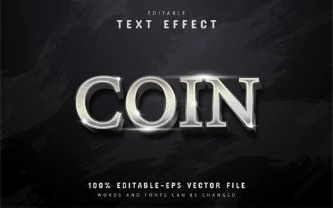 Silver coin text effect Stock Illustration