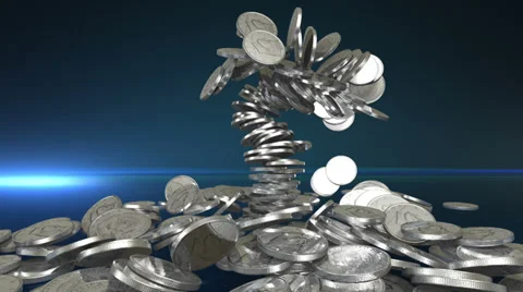 Silver Coins + Alpha Video stock 38425052