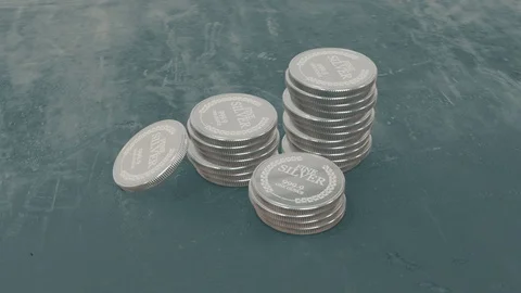 Silver Coins Background Loop Stock-Footage 86420382
