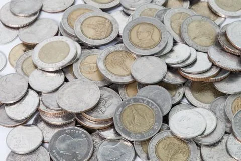Silver coins background Stock Photos