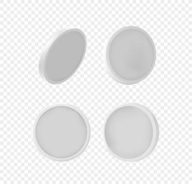 Silver coins collection. Vector 3d objects isolated on transparent background 스톡 일러스트